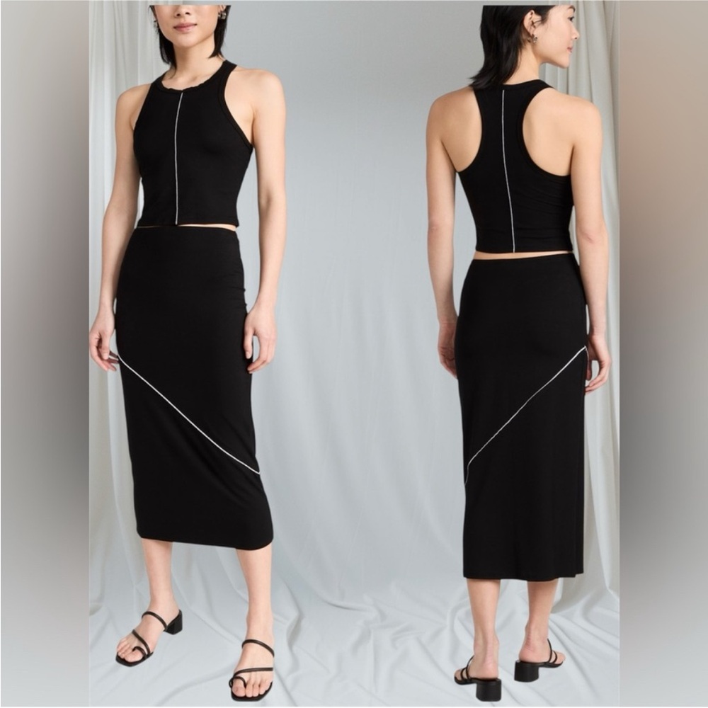 Reformation Lydia Knit Two Piece Skirt and Tank Top in Black Size S